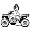 Naklejka z motywem kobiety na quadzie, doskonała do przyklejenia na ścianę