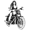 Naklejka na ścianę, na której widnieje kobieta na motocyklu