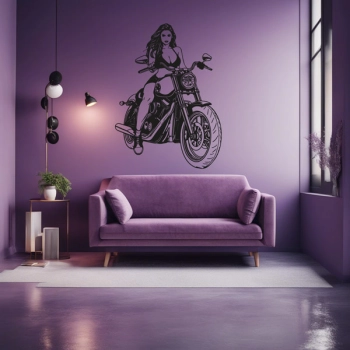 Dziewczyna na motocyklu Harley Davidson naklejka na ścianę