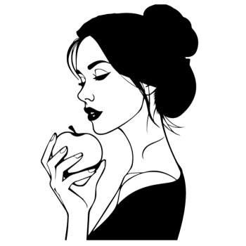 Stylowa naklejka ścienna z wizerunkiem pięknej kobiety i jabłka