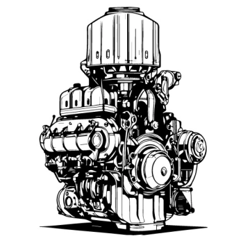 Naklejka przedstawiająca silnik spalinowy do pokoju mechanika
