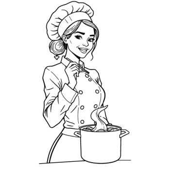 Naklejka na ścianę ilustrująca kobietę gotującą