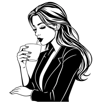 Naklejki z kobietą pijącą kawę to połączenie sztuki i codzienności