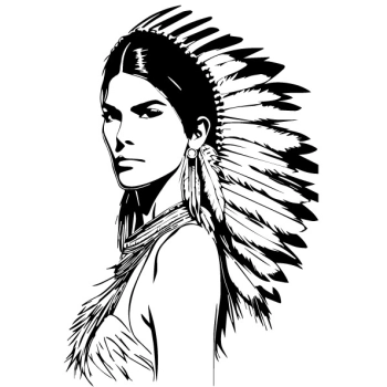 naklejka na ściane kobieta indianka twarz grafika