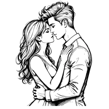 Kreatywna naklejka ukazująca miłość kobiety i mężczyzny. Grafiki do sypialni na ścianę.