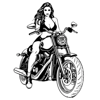 Naklejka na ścianę, na której widnieje kobieta na motocyklu