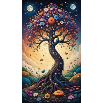 Naklejka z obrazem kolorowego drzewa na ścianę