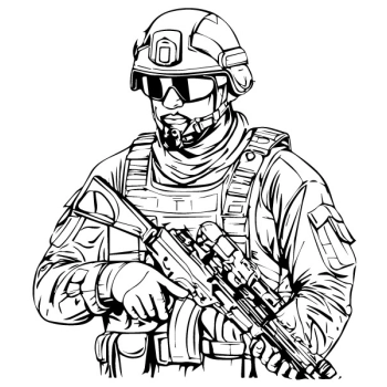 Grafika z żołnierzem w formie naklejki na ścianę