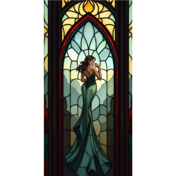 Witrażowa naklejka z kobietą to klasyka, która uczyni Twoje okna bardziej atrakcyjnymi.