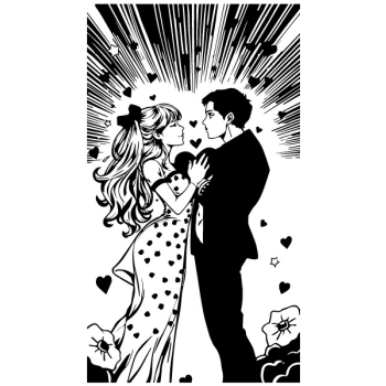 Naklejka na ścianę, która przedstawia zakochaną parę